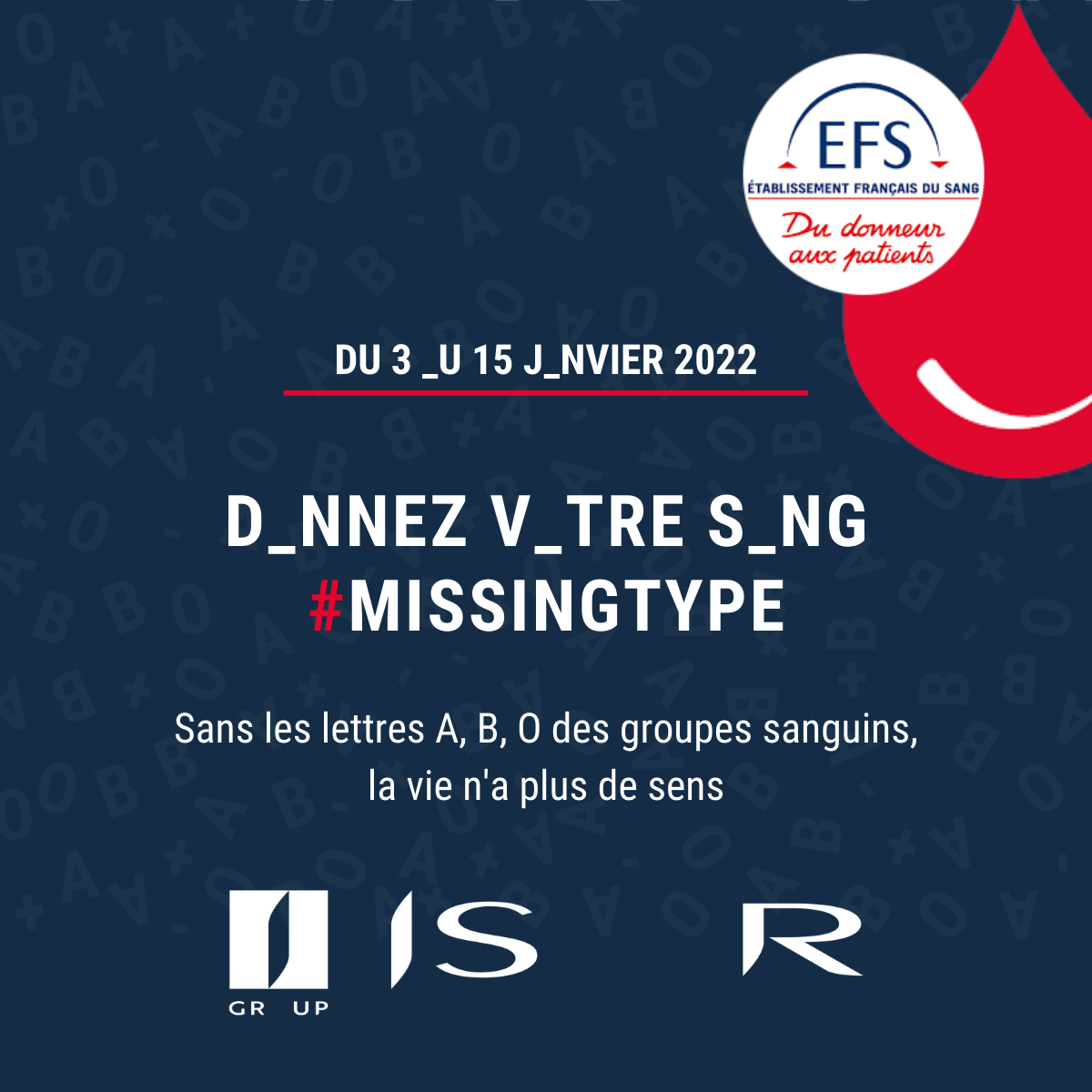 Campagne de don du sang Missing Type de l'EFS