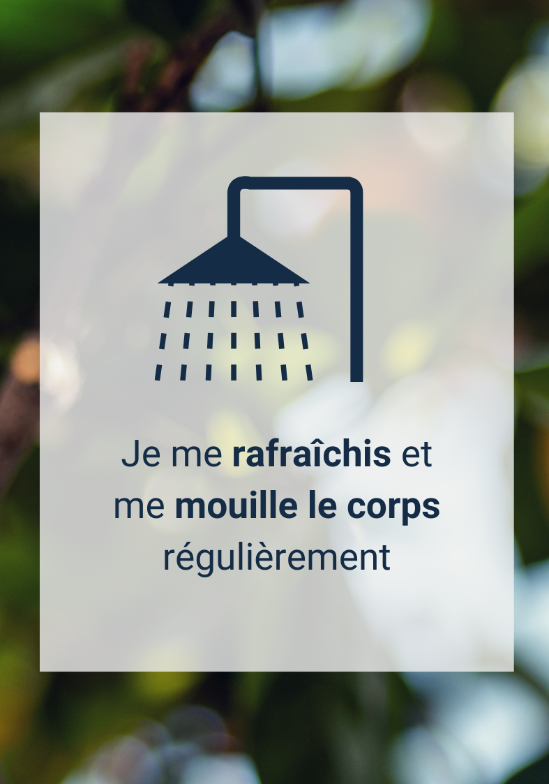 Canicule : je me rafraîchis et me mouille le corps régulièrement